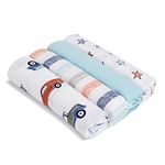 Aden + Anais Aden Swaddle Blanket, Muslin Blankets, Baby Receiving Swaddles, Ideal Newborn Gifts, Unisex Infant Shower Items, Toddler Gift, Wearable Swaddling Set, 4 Pack, Cars, Cotton,Breathable