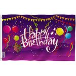 Anley Fly Breeze 3x5 Foot Happy Birthday Flag - Vivid Color and Fade Proof - Canvas Header and Double Stitched - Birthday Celebration Flags Polyester with Brass Grommets 3 X 5 Ft