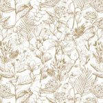 Yomshi Floral Leaf Self Adhesive Wallpaper Light Brown Peel and Stick Wallpaper 41CM×3M Contact Paper Vintage Garden Style Vinyl Film for Living Room Bedroom Wall