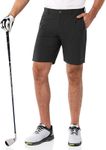 33,000ft Men's Golf Shorts 9" Dry Fit Stretch Golf Short UPF 50+ Lightweight Flat Front 4-Way Stretch Bermuda Shorts Breathable Shorts with 4 Pockets and Tee holders, Black 34W x 9L