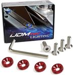 iJDMTOY (4 JDM Racing Style Red Aluminum Washers Bolts Kit for Car License Plate Frame, Fender, Bumper, Engine Bay, etc