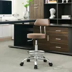FIRAVOE Office Drafting Chair (Rolling Office Stool) (Adjustable Height Footrest Massage Chair 19.56’’-26.6’’) Lab Stool with Back (Coffee Brown)