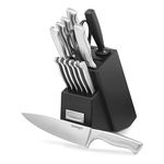 Cuisinart 15-Piece Kitchen Knife Block Set, Stainless Steel, Black (SSC-15C)