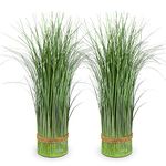2PCS Artificial Plant Artificial Pampas Grass Fake Plants Faux Green Onion Grass Decorative Artificial Greenery Free Standing for Home Office Hotel Party Wedding Decoration