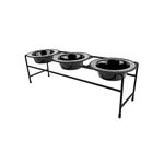 Platinum Pets Triple Modern Diner Stand with 16-Ounce Stainless Steel Dog Bowls in Midnight Black