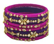 Yaalz Designer Silk Thread Matching Bangle Set Bridal Wedding Chuda Indian Traditional Fashion Jewellery for Women Girls- Size-2.4