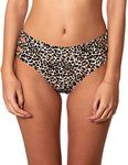 Ocean Blues Women's Leopard Full Coverage Bathing Suit Strappy Bikini Bottom Size Small