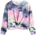 Arshiner Hoodies for Teen Girls Twist Front Tie Dye Hooded Sweatshirt Casual Long Sleeve Tops Clothes Tie Dye Hoodie Girls Girls Sweatshirts Size 7-8