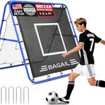 BAGAIL Soccer Rebounder Net, Double Sided Soccer Nets, Adjustable Angles, Foldable Rebound Net with Target for Skills Training, Portable Soccer Goals for Garden - Blue