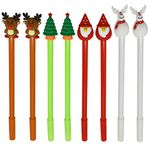 Maydahui 28PCS Novelty Christmas Series Rollerball Pens Christmas Tree Snowman Reindeer Santa Claus Black Gel Ink for Office School Party