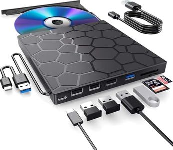 External CD/DVD Drive for Laptop, DVD Player for Laptop, 8 in 1 USB 3.0 Ultra-Slim Portable, CD Burner External Disk Drive Optical Compatible with Desktop Mac,Windows 11/10/8/7 Linux