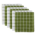 DII Basic Terry Collection Windowpane Dishcloth Set, 12x12, Antique Green, 6 Piece