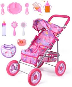 BABESIDE Baby Doll Stroller with Baby Doll Accessories, Fits Up to 17 Inch