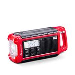 Midland ER200 - Multifunctional Portable Wind Up Radio, Emergency Power Bank 2200mAh and LED Torch, Solar, Hand Crank and USB AM/FM Radio - 1 Emergency Radio, Rechargeable Batteries and USB Cable