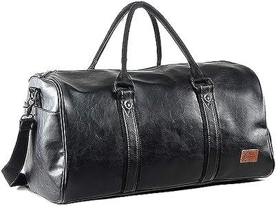 Weekender Oversized Travel Duffel Bag With Shoe Pouch, Leather Carry On Bag