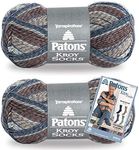 Patons Kroy Socks Yarn, 2-Pack, Blue Brown Marl Plus Pattern