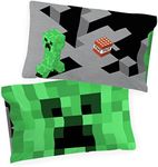 Jay Franco Minecraft Lone Creeper 2 Pack Pillowcase - Double-Sided Kids Super Soft Bedding