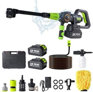 ROWNYEON 8.0Ah 1100PSI Cordless Pressure Washer Portable with 2 Long-Lasting Battery, Powerful Brushless Motor, 3 Pressure Levels, 6-in-1 Nozzle, Foam Cannon, for Car Yard Cleaning Garden Watering