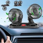 HUIJUTCHEN Car Fan, Dual Head USB Fan for Car, USB Powered Cooling Fan for Car, 360° Rotatable & 3 Strong Wind 5V Car Fan for Car Dashboard SUV RV Truck Vehicles Home Office