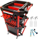 YTCYKJ Auto Detailing Tool Cart with 2 Tool Hanging Board,3-Tier Utility Rolling Cart,Car Detailing Organizer for Garage DIY Home Studio Projects,Storing Your Tools