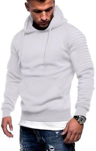 COOFANDY Men's Slim Fit Sweatshirt Acitve Athletic Pullover Hoodies White