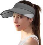 Sukeen Wide Brim Sun Visor for Women&Men, Retractable Visors Hat with UV Protection Sun Hats for Beach Golf Garden Outdoor, Grey