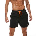 JustSun Mens Swimming Shorts with Pockets Waterproof Quick Dry Swimming Trunks Swim Shorts Men Summer Board Shorts with Mesh Lining Black M