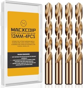 MACXCOIP Metric 4Pcs M35 Cobalt Drill Bit Set, 12mm HSS Cobalt Jobber Drill Bits, for Hardened Metals, Stainless Steel, Cast Iron and Wooden Plastics