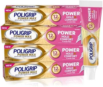 Poligrip Denture Adhesive, Power Max Hold Plus Comfort Denture Adhesive Cream, 2.2 Ounces (Pack of 4)