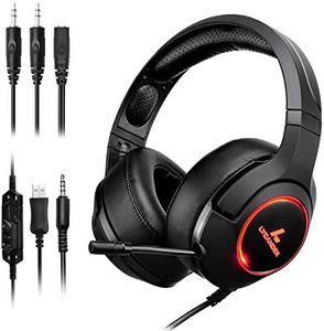 LYCANDER Casque de Jeu avec Microphone et Lumière LED, Entrée 3.5 mm (pour PC, PS4, Xbox One, Nintendo Switch et plus)