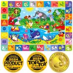 QUOKKA Baby Play Mat for Floor Super Soft Plush Surface ABC Playmat for Toddlers & Infants - Extra Thick (0.8cm) Large Padded Non-Slip Rug for Crawling & Playing - Foldable Mat