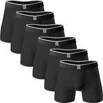 Giovici Mens Boxers Bamboo Anti Chafing Soft Comfortable Boxer Briefs Longer Leg - Boxer Shorts Multipack - Moisture Wicking Technology (6 Pack, Black, L)