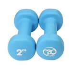 Fitness Mad Neoprene Dumbbells | Pair of Dumbbells | Home Exercise & Studio Use | Cast Iron Body with Neoprene Coating | Weights 0.5kg - 6kg, Multi Coloured & Black