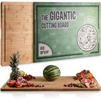 Gigantic Extra Large Cutting Board for Kitchen 36 X 24 by Grizzly Living - Heavy Duty Bamboo Chopping Boards for Meat, Veg & Charcuterie with Juice Grooves - Thick Wood Board for Stove & Countertop