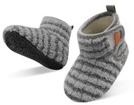 JOINFREE Baby Girls Boots Winter House Socks Baby Boys Indoor Slippers Cozy House Shoes for Baby StripeGrey 6-12 Months Infant