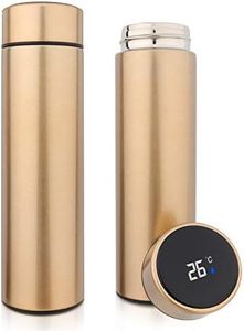 QiCheng&LYS 500ML Travel Mug, Flask with Temperature Display Vacuum Cup with Flask 304 Stainless Steel,Insulation Cup, Double Walled Vacuum for Heat and Cold Water (Golden)