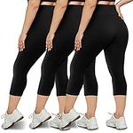 HLTPRO 3 Pack Leggings for Women(S-4XL) - High Waisted Tummy Control Plus Size Soft Pants for Workout Running Yoga