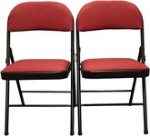 Meta Steel Frame with Fabric Seat Padded Office Work Study Party Dining Folding Chair (2, Red)