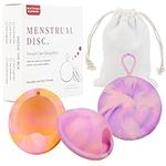 EACHPT Menstrual Cups, Pack of 2 Reusable Menstrual Disc Soft Grade Silicone Menstrual Cup - Comfortable, Leak-Proof Period Protection,Small Large Sizes,Tampon, Pad, Cup Alternative