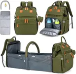 KABAQOO Diaper Bag Backpack with Detachable Changing Station, Large Capacity Baby Diaper Bags for Boys & Girls, Baby Registry Search Stuff & Shower Gifts, Newborn Essentials Must Haves, Army Green