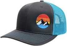 WUE Explore The Outdoors Trucker Hat - Charcoal/Cyan Blue