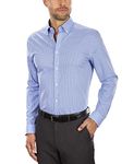 Tommy Hilfiger Men's Non Iron Slim Fit Gingham Buttondown Collar Dress Shirt, English Blue, 14.5" Neck 32"-33" Sleeve