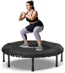 BCAN 48" Foldable Mini Trampoline, Silent Bungee Cord, Stable & Quiet Exercise Rebounder for Adults Indoor/Garden Workout Max 550LBS - Black