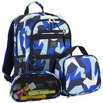 Eastsport Compact 3-Piece Combo Backpack with Lunch Box and Snack/Pencil Pouch - Geometric Aqua