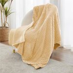 VAS COLLECTIONS Reversible Sherpa Fleece Throw Blanket Plush Flannel Throw, Ultra Soft Warm Ribbed Microfiber all season/ac blanket for Sofa Couch Bed, Luxury Thick Striped Blanket, Beige, 220x230 CM,