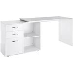 HOMCOM L-Shaped Computer Desk, 2 Shaped Corner Desk with Drawers, File Cabinet and Storage Shelves, Home Office Desk, White