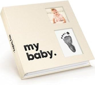 First 5 Year Baby Memory Book for Baby Girl, Boy - Minimalist, Gender Neutral Baby Book Keepsake, Timeless Baby Journal, Inkless Ink Pad Baby Scrapbook, Baby Milestone Book, Birth Record Book (Jet)