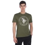 U.S. Polo Assn. Men Comfort Fit Solid Cotton I643 T-Shirt - Pack Of 1 (OLIVE L)