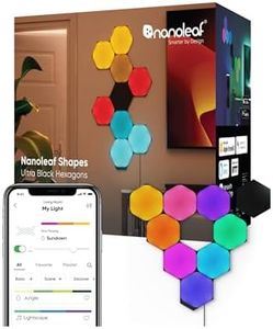 Nanoleaf Shapes Ultra Black Hexagon Starter Kit, 9 Smart Light Panels LED RGBW - Modular Wi-Fi Colour Changing Wall Lights, Works with Alexa Google Assistant Apple Homekit, for Room Decor & Gaming