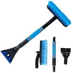 Ice Scraper with Snow Brush, Snow Shovel, 21-27 Inch Removable Car Windshield Snow Brush, Telescopic Long Handle 3-in-1 Snow Brush with Ergonomi Handle for Car, Truck, SUV